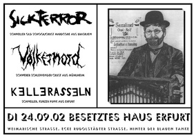 Konzertplakat Sickterror, Völkermord und Kellerasseln im besetzten Haus Erfurt
