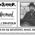 Konzertplakat Sickterror, Völkermord und Kellerasseln im besetzten Haus Erfurt