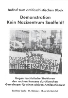 Aufruf zum antifaschistischen Block. Demonstration. Kein Nazizentrum Saalfeld!