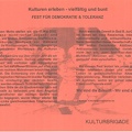 Kulturen erleben - vielfältig und bunt. Fest für Demokratie und Toleranz.