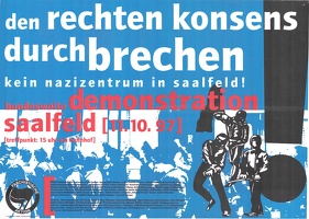 Den rechten Konsens durchbrechen -- kein Nazizentrum in Saalfeld -- bundesweite Demonstration